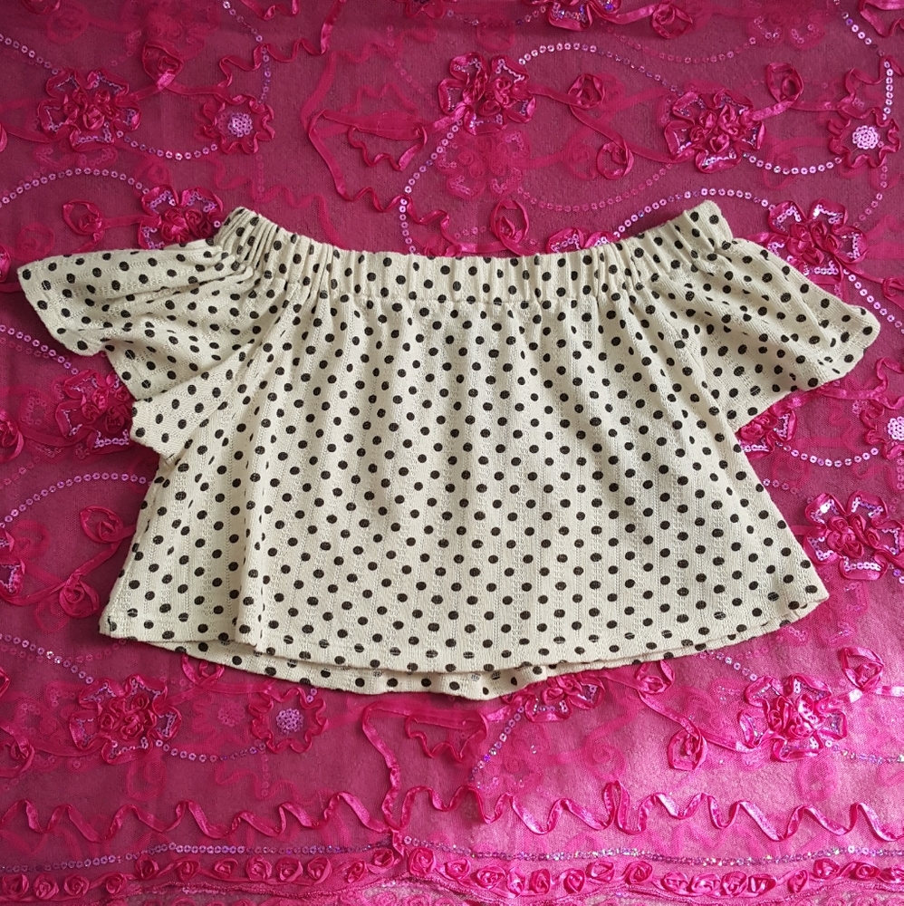 UO kimchi blue eyelet polka dot off-the-shoulder crop top